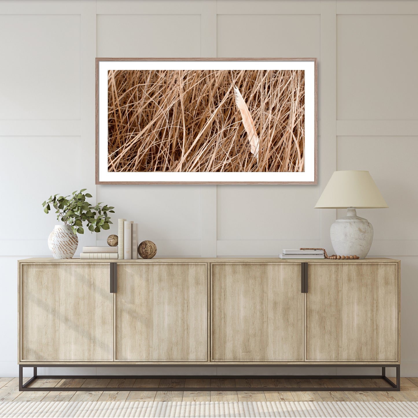 #1058F Orange Feather in Reeds, Samsung Frame TV Art, Digital Wallpaper, Digital Download