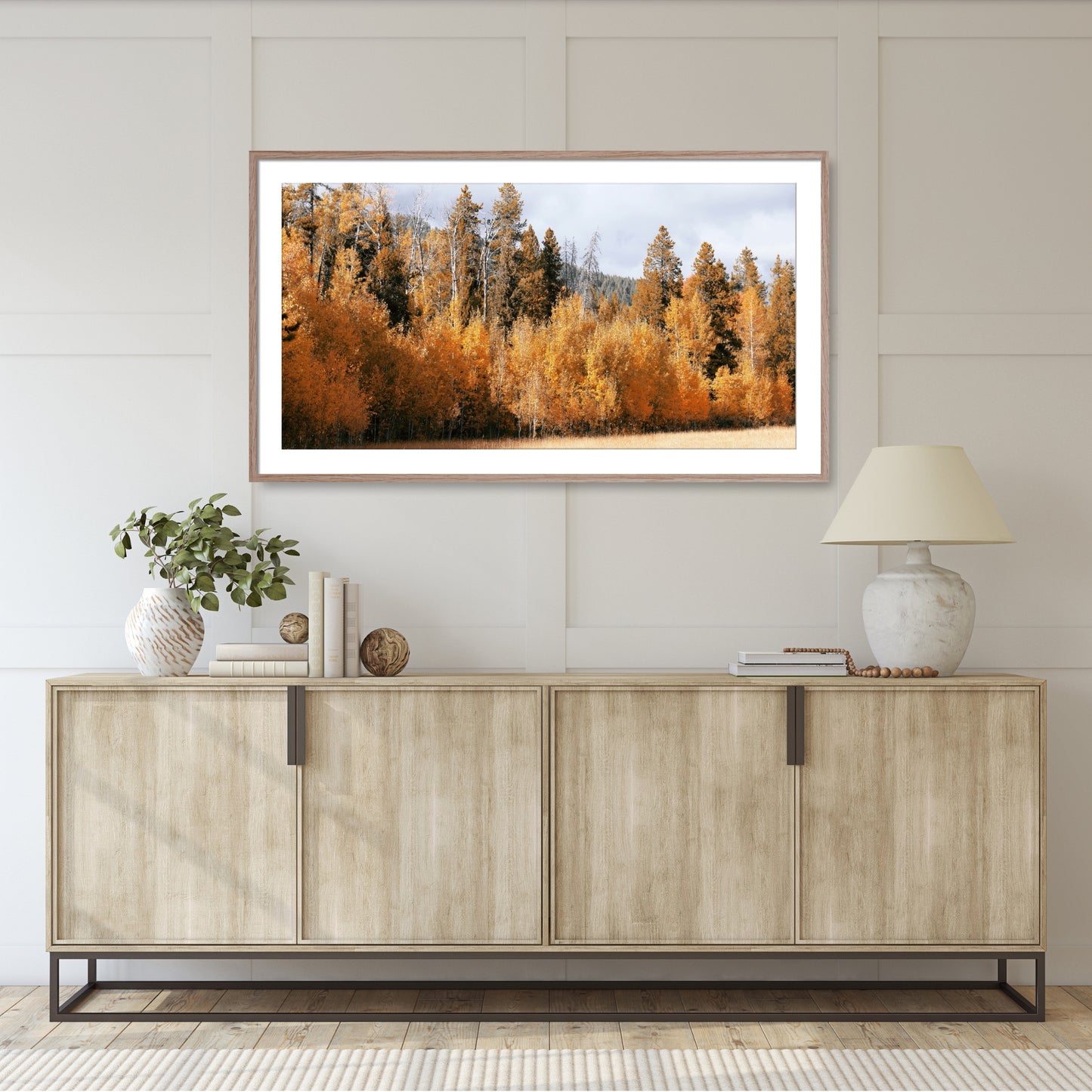 #1207F Golden Tree Line in Fall, Samsung Frame TV Art, Digital Wallpaper, Digital Download