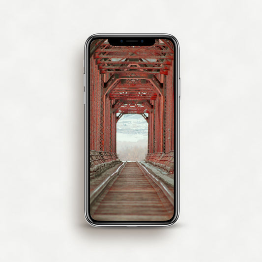 #1251P Red Train Bridge - Phone Wallpaper, iPhone Wallpaper, Android Wallpaper, Lock Screen Wallpaper