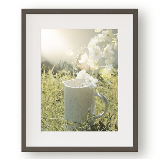 #1258 White Flowers in Water Pitcher, Printable Art, Digital Download, Gallery Wall Art