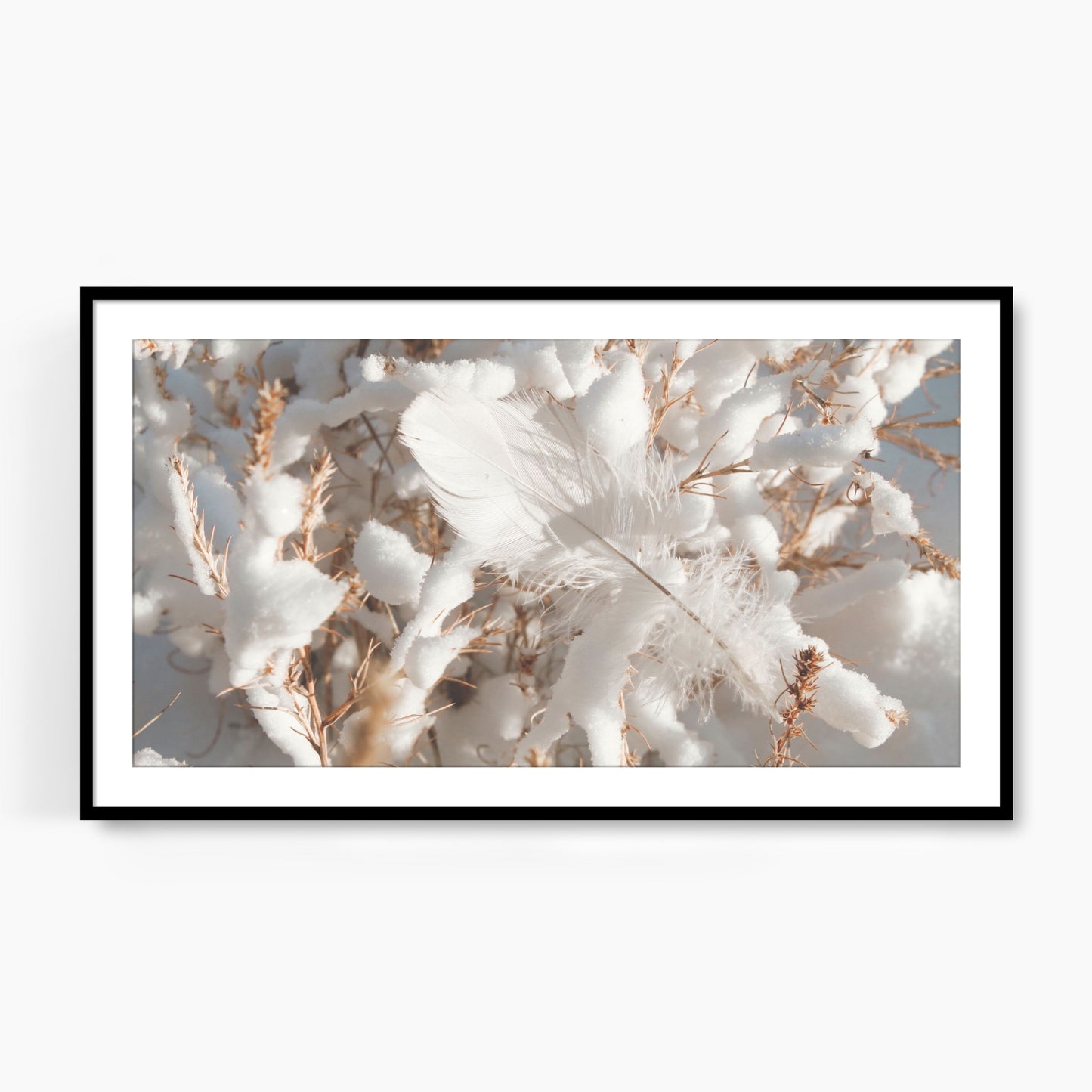 #1275F White Feather in Snow, Samsung Frame TV Art, Digital Wallpaper, Digital Download