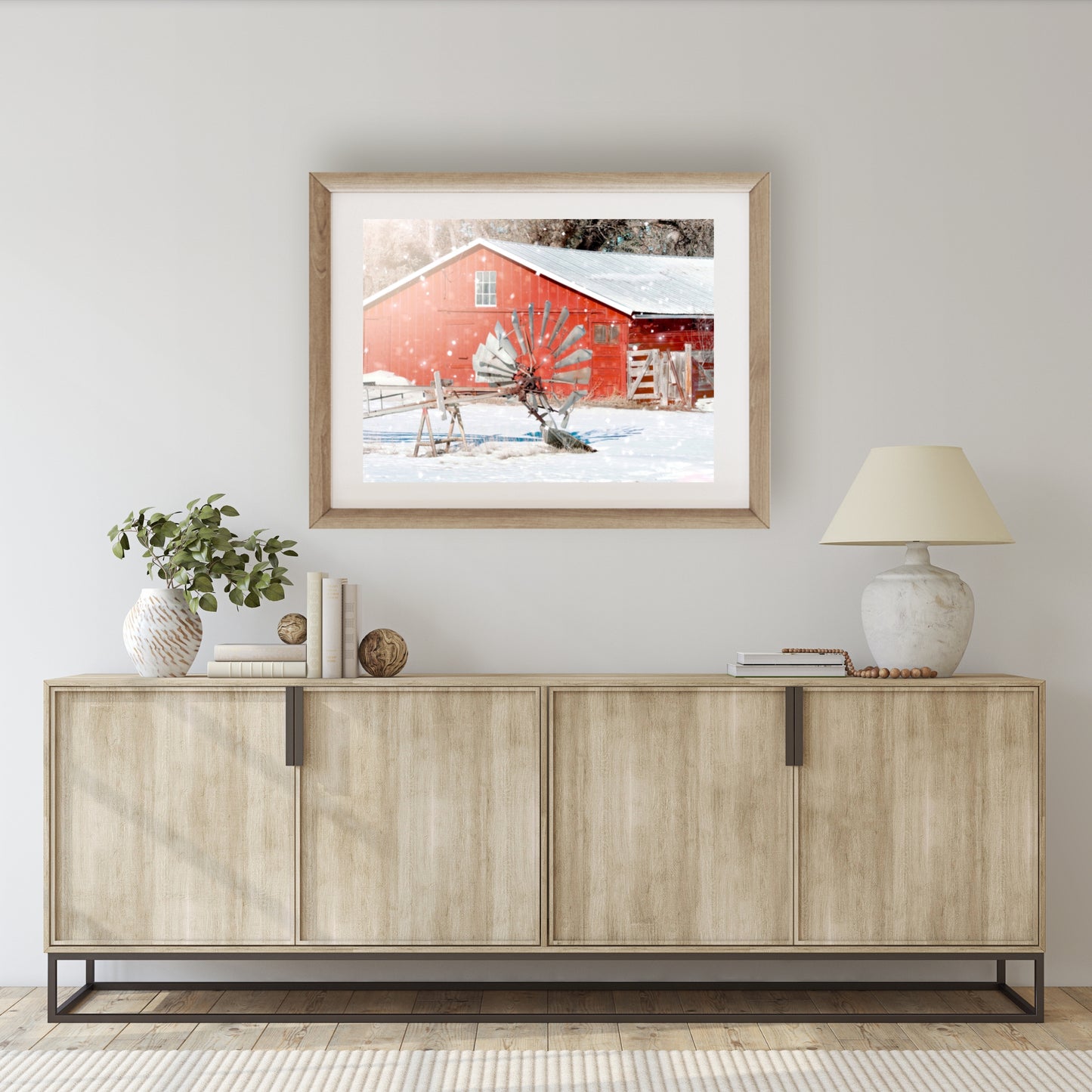 #1299 Red Barn in Winter, Printable Art, Digital Download, Gallery Wall Art