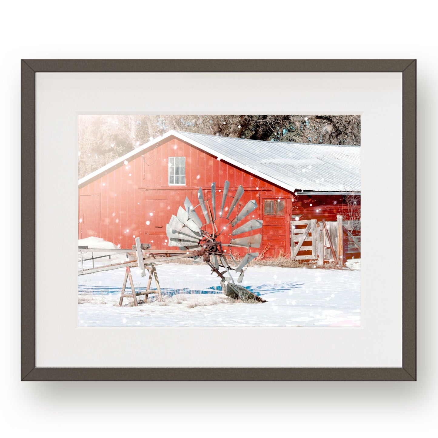 #1299 Red Barn in Winter, Printable Art, Digital Download, Gallery Wall Art