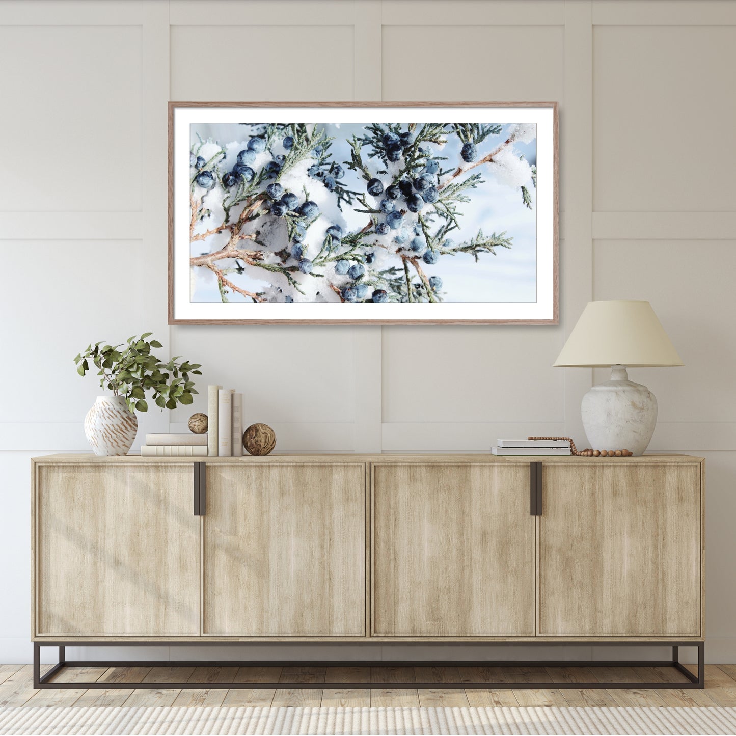 #1343F Snow Covered Juniper Berries, Samsung Frame TV Art, Digital Wallpaper, Digital Download