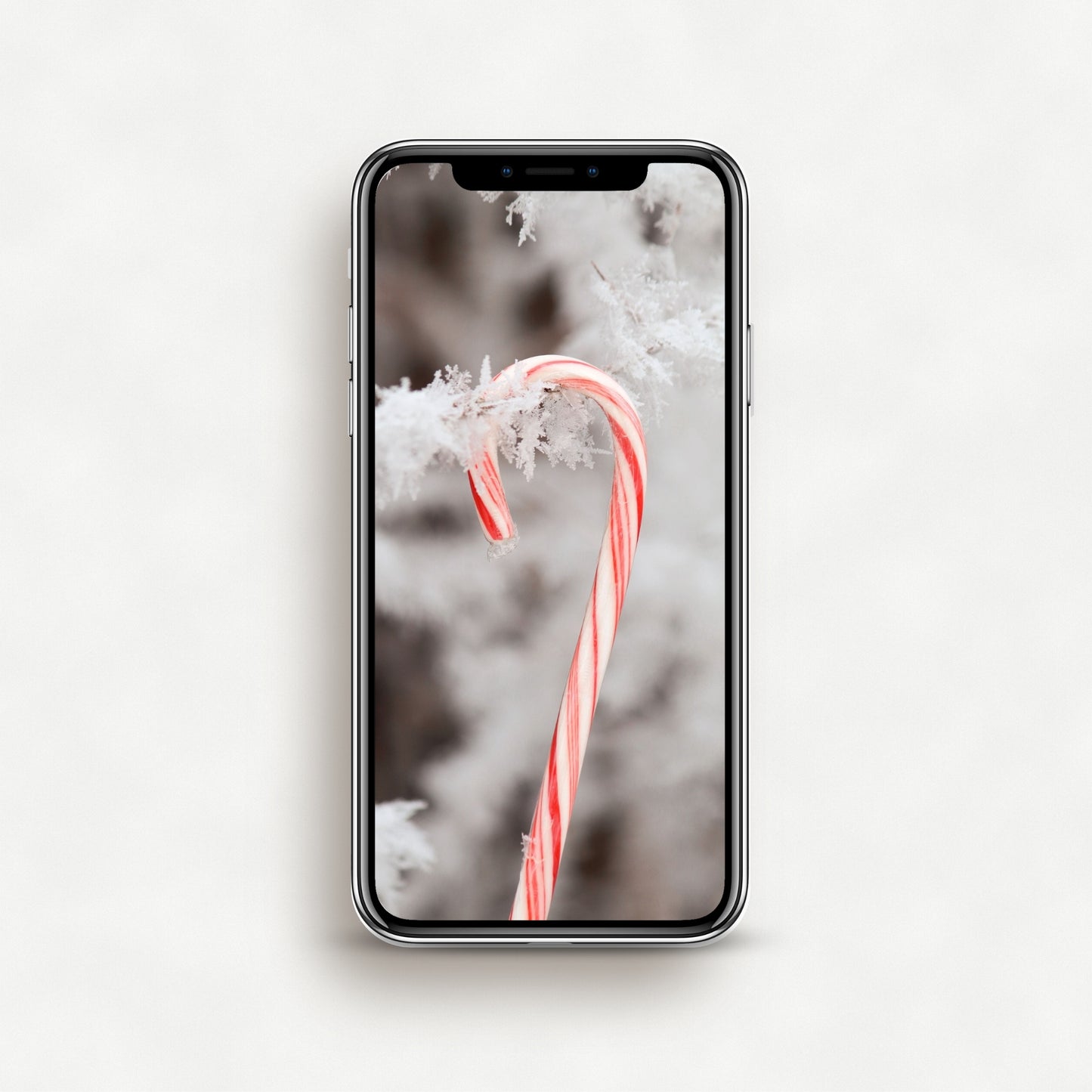 #1433P Candy Cane on Snowflakes - Phone Wallpaper, iPhone Wallpaper, Android Wallpaper, Lock Screen Wallpaper