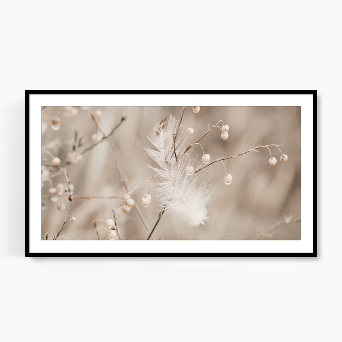 #1503F White Feather in Meadow Flax, Samsung Frame TV Art, Digital Wallpaper, Digital Download