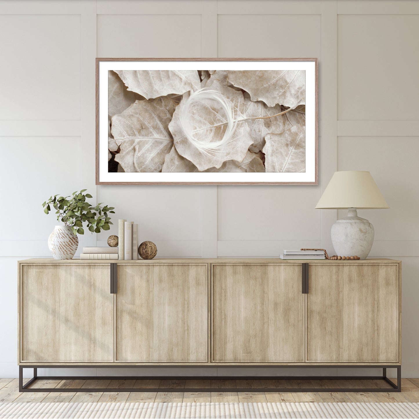 #1514F White Wreath on Fallen Leaves, Samsung Frame TV Art, Digital Wallpaper, Digital Download