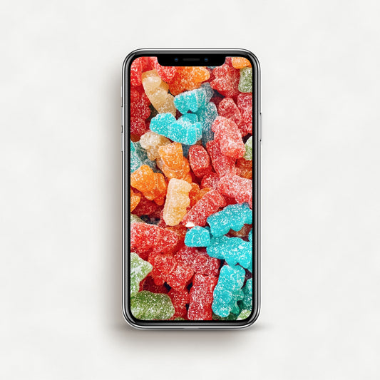 #1586P Sugar Covered Red and Blue Candy - Phone Wallpaper, iPhone Wallpaper, Android Wallpaper, Lock Screen Wallpaper