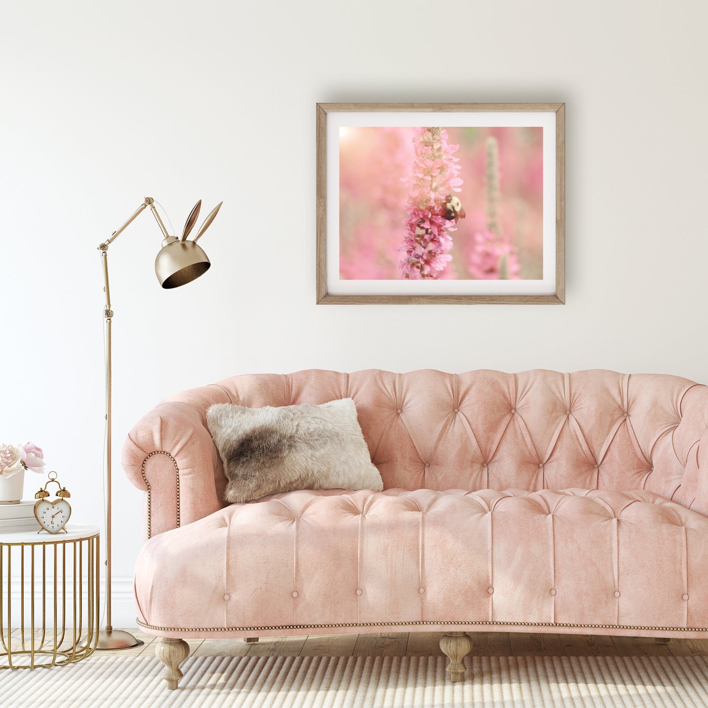 #1076 Bee on Pink Flower, Printable Art, Digital Download