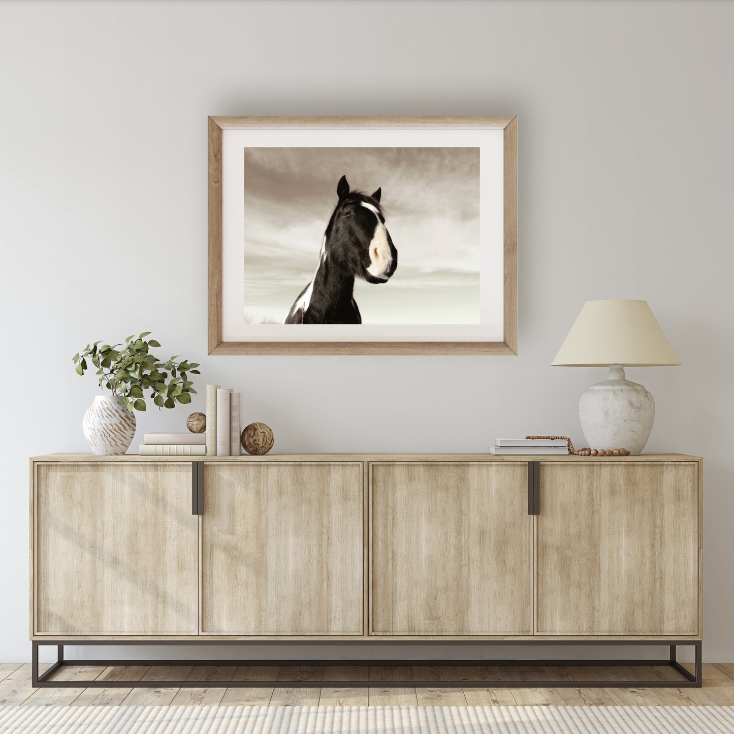 #1157 Black and White Horse, Printable Art, Digital Download, Home Decor, Gallery Art, Wall Art