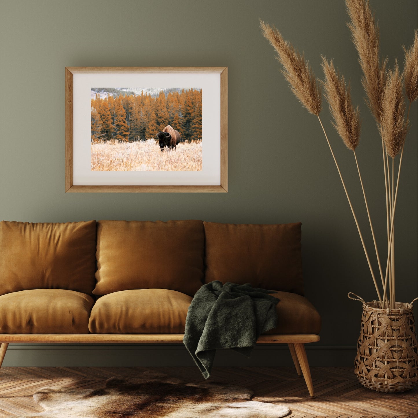 #1187 Wild Buffalo in Meadow, Printable Art, Digital Download, Home Decor, Wall Art, Gallery Art