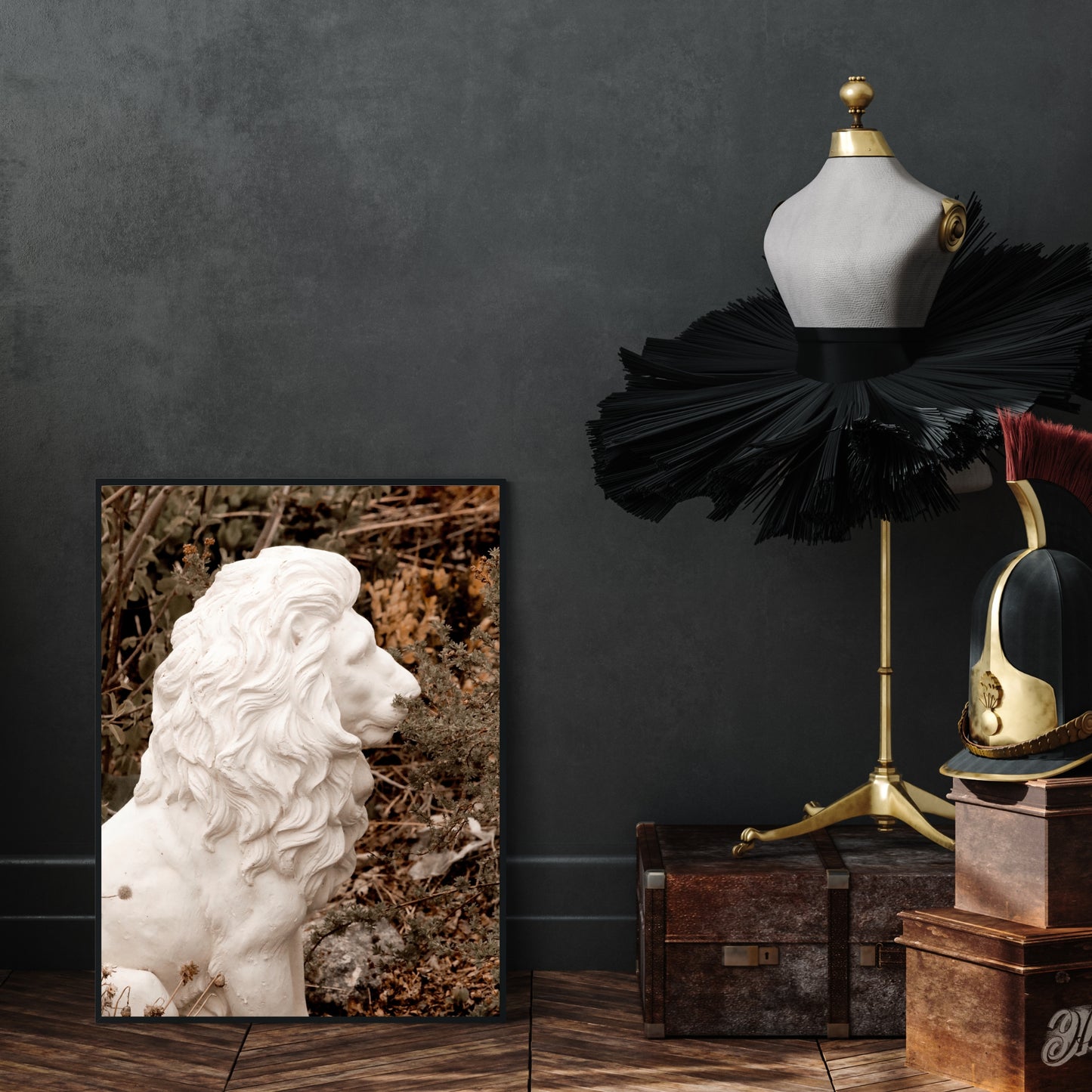 #1188 White Stone Lion, Printable Art, Digital Download, Home Decor, Gallery Art, Wall Art