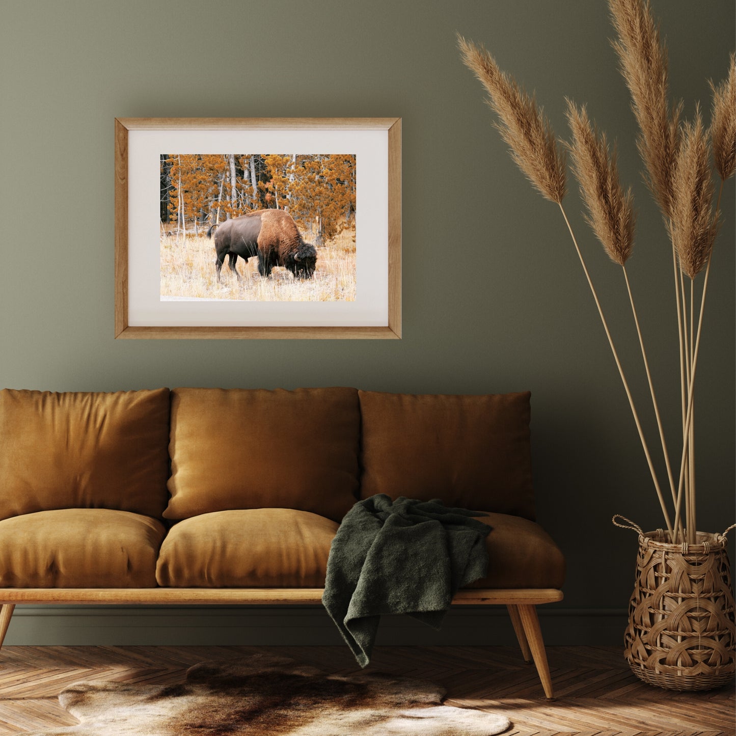 #1199 Grazing Wild Buffalo, Printable Art, Digital Download, Home Decor, Wall Art, Gallery Art