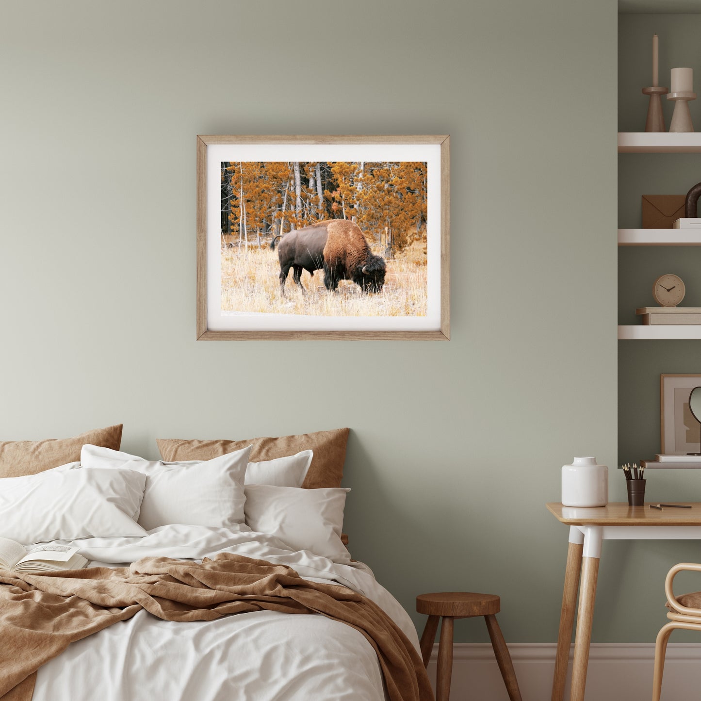 #1199 Grazing Wild Buffalo, Printable Art, Digital Download, Home Decor, Wall Art, Gallery Art