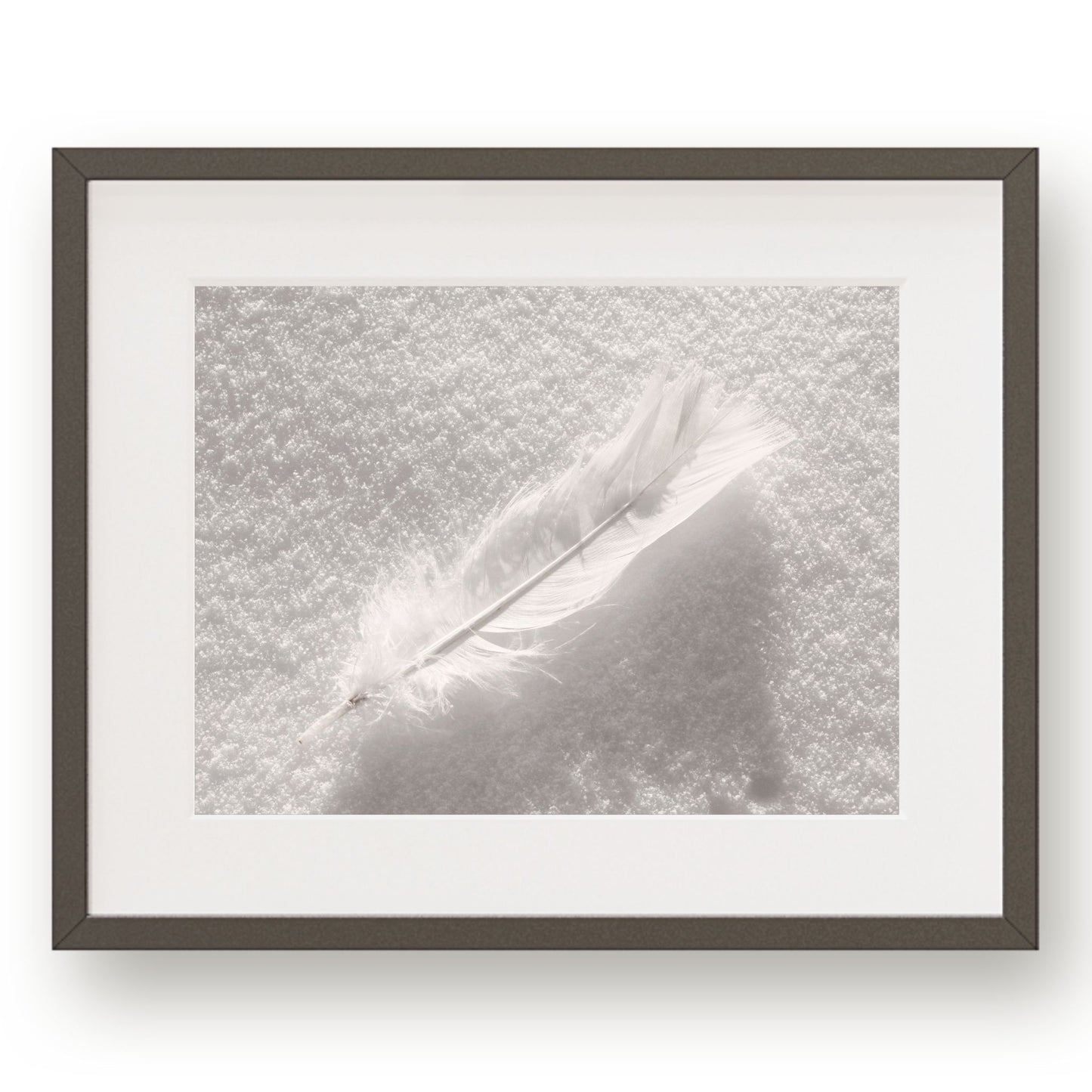 #1278 White Feather on Snow, Printable Art, Digital Download, Home Decor, Gallery Art, Wall Art