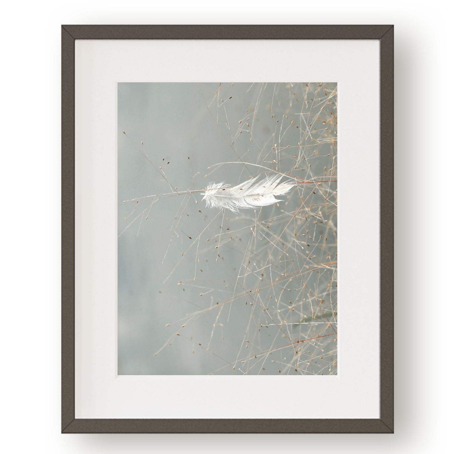 #1349 White Feather on Blue Lake, Printable Art, Digital Download, Home Decor, Gallery Art, Wall Art